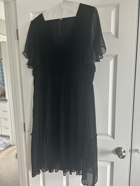 Sundance Monaco Meetup Black Flutter-Sleeve Women's Dress XXL
